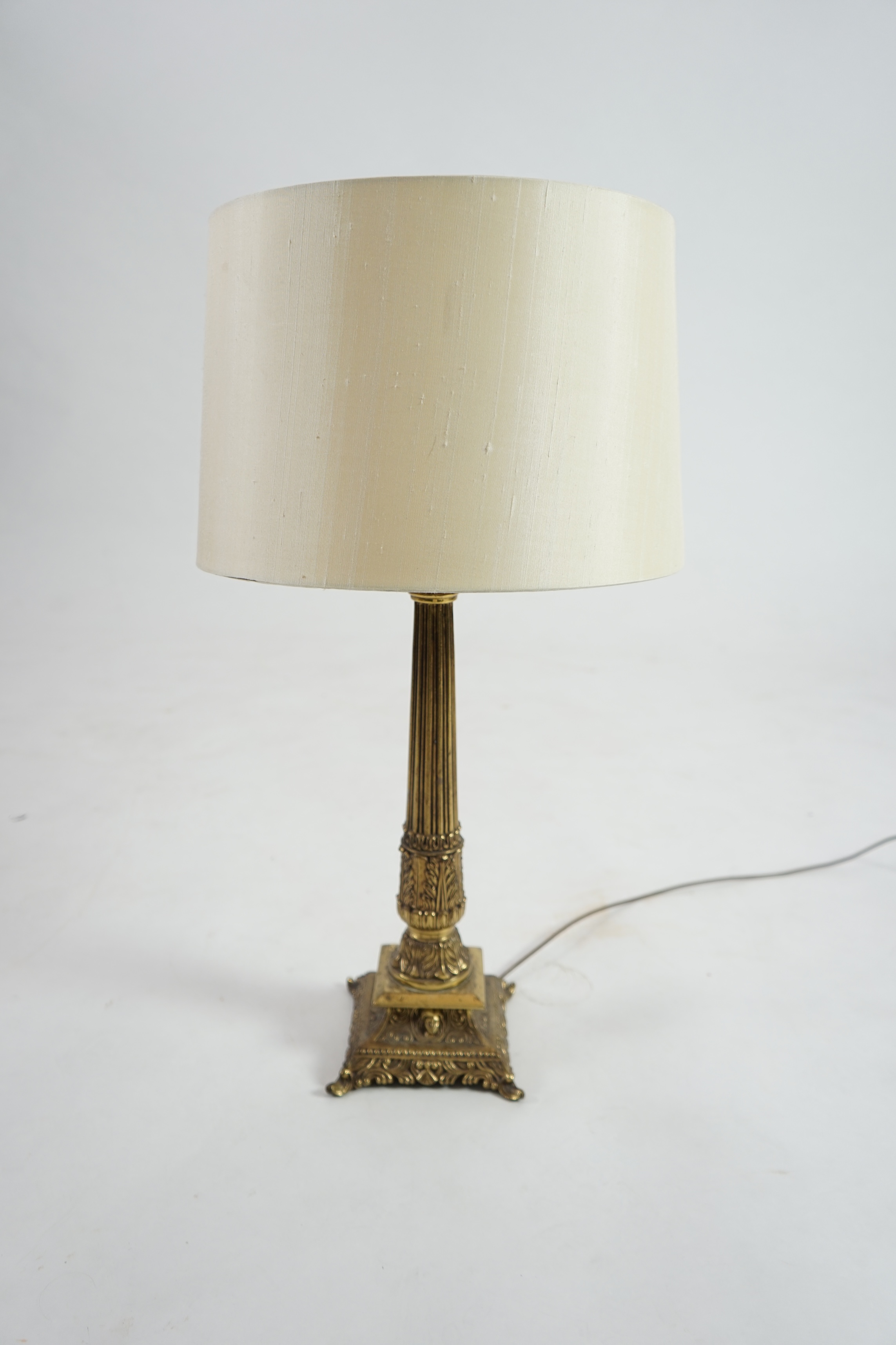 A Victorian style brass table lamp